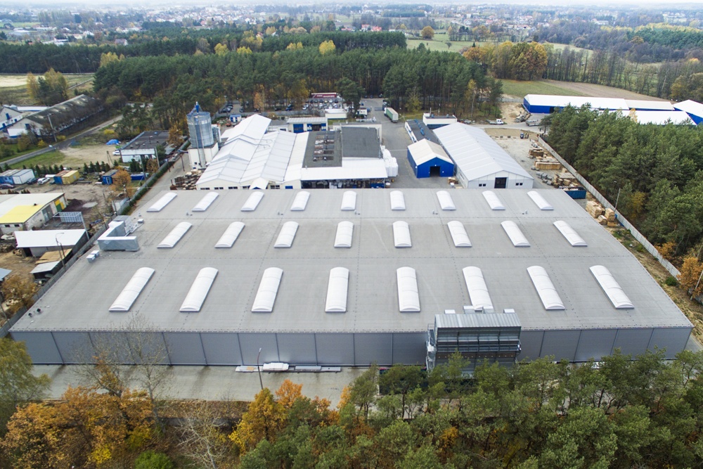 zdjęcie z drona - hala produkcyjna, dla firmy Meblomaster, Węgrów, woj. mazowieckie