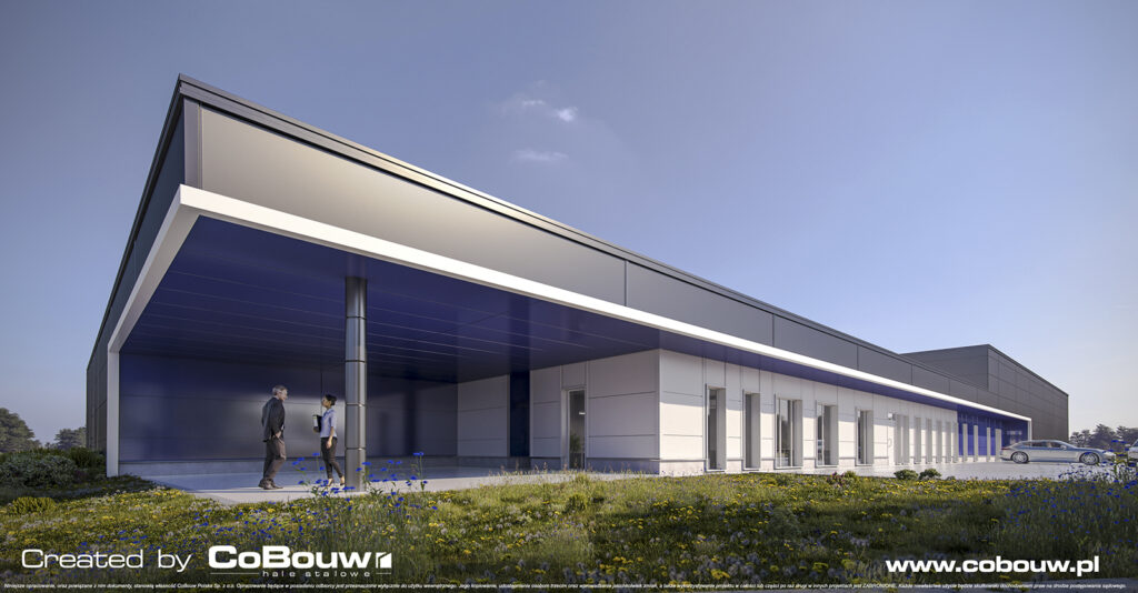 widok na część socjalno-biurową, wizualizacja - hala o powierzchni 6.000 m2 dla inwestora zagranicznego