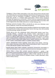 Referencje wystawione dla CoBouw Polska przez Sun Garden