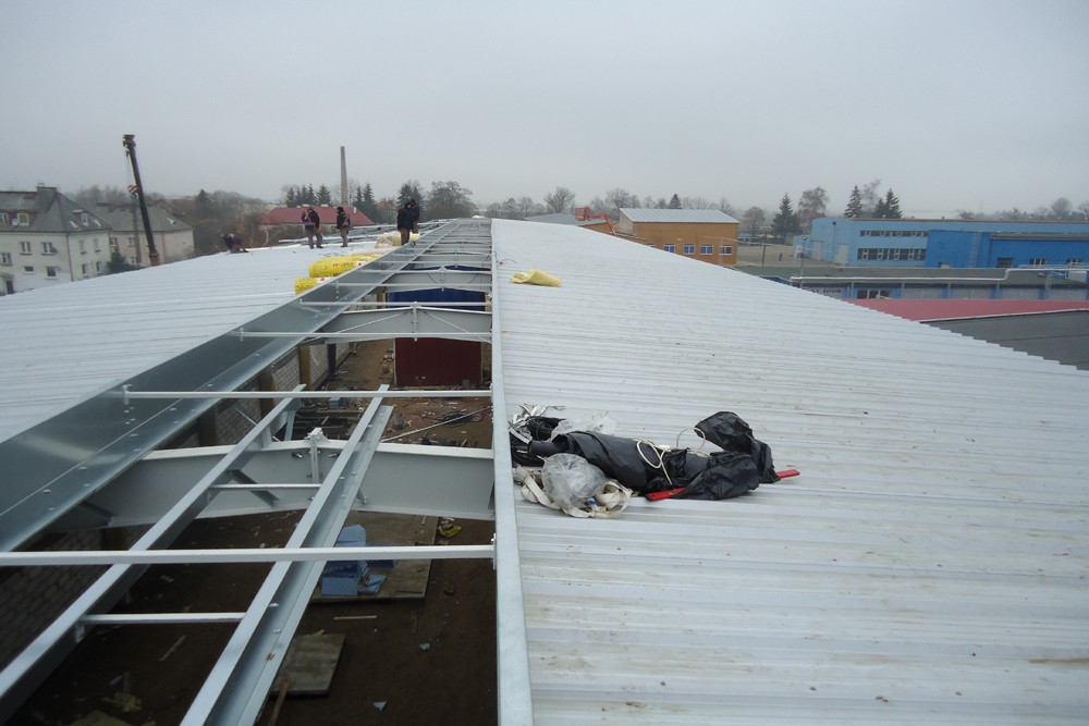 montaż pokrycia dachowego 2 - hala produkcyjna, dla Poleko, Nowy Dwór Mazowiecki, woj. pomorskie