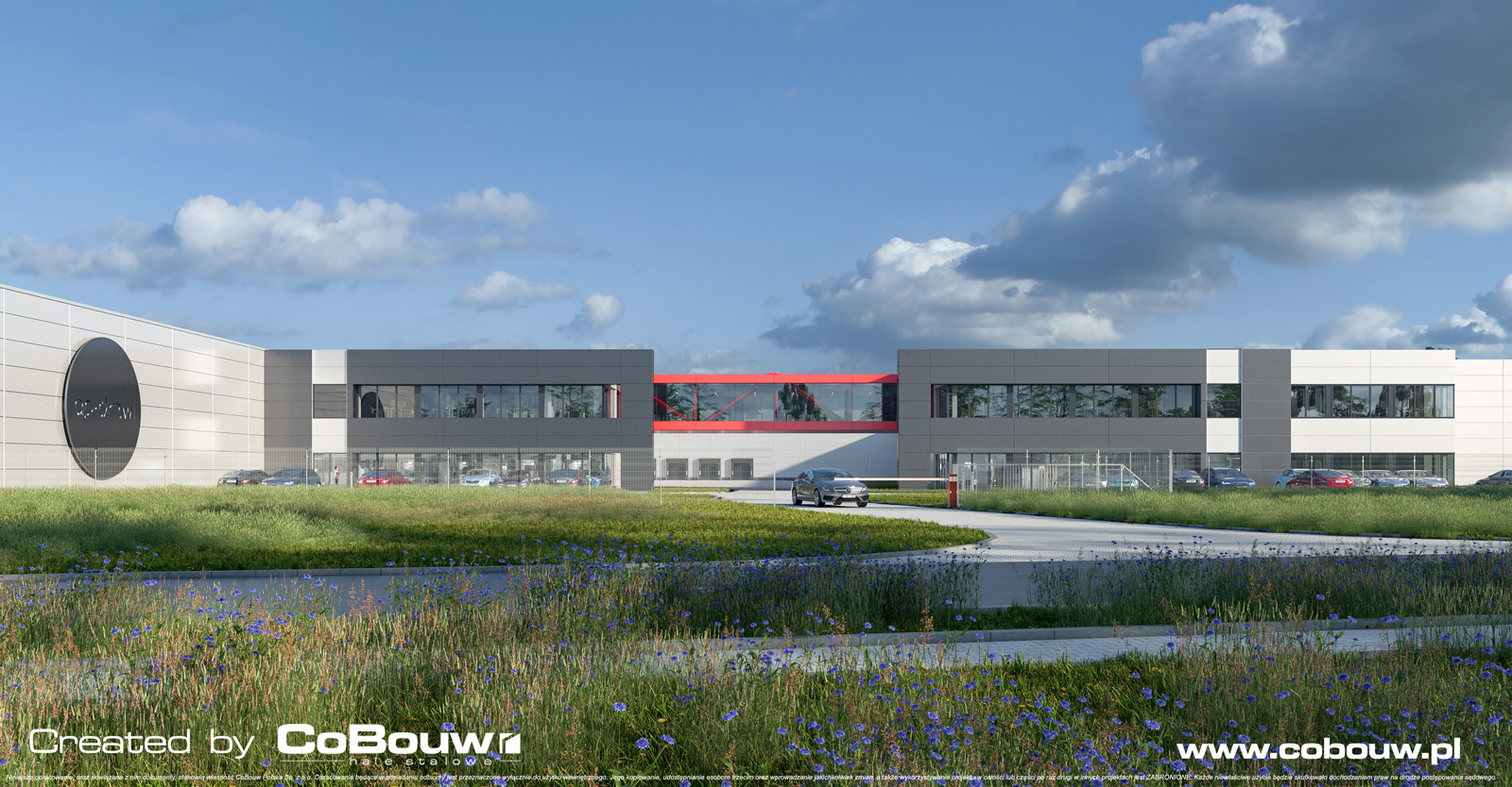 wizualizacja, teren inwestycji Turenwerke - obiket przemysłowy, zaprojektowany i wybudowany dla Turenwerke, przez CoBouw Polska, w Stanowicach, woj. śląskie